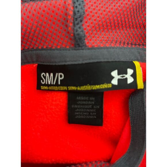 Under Armour Neon Orange Athletic Hoodie Sweatshirt with Black Drawstrings SM/P - Picture 3 of 5